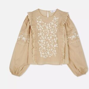 Primark Beige Floral Blouse with Ruffles